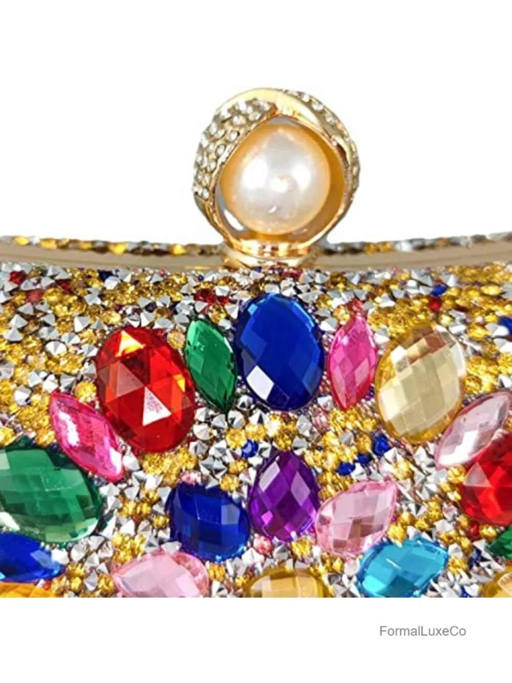 Crystal Clutch Evening Bag Rhinestone Minaudière with Chain Straps